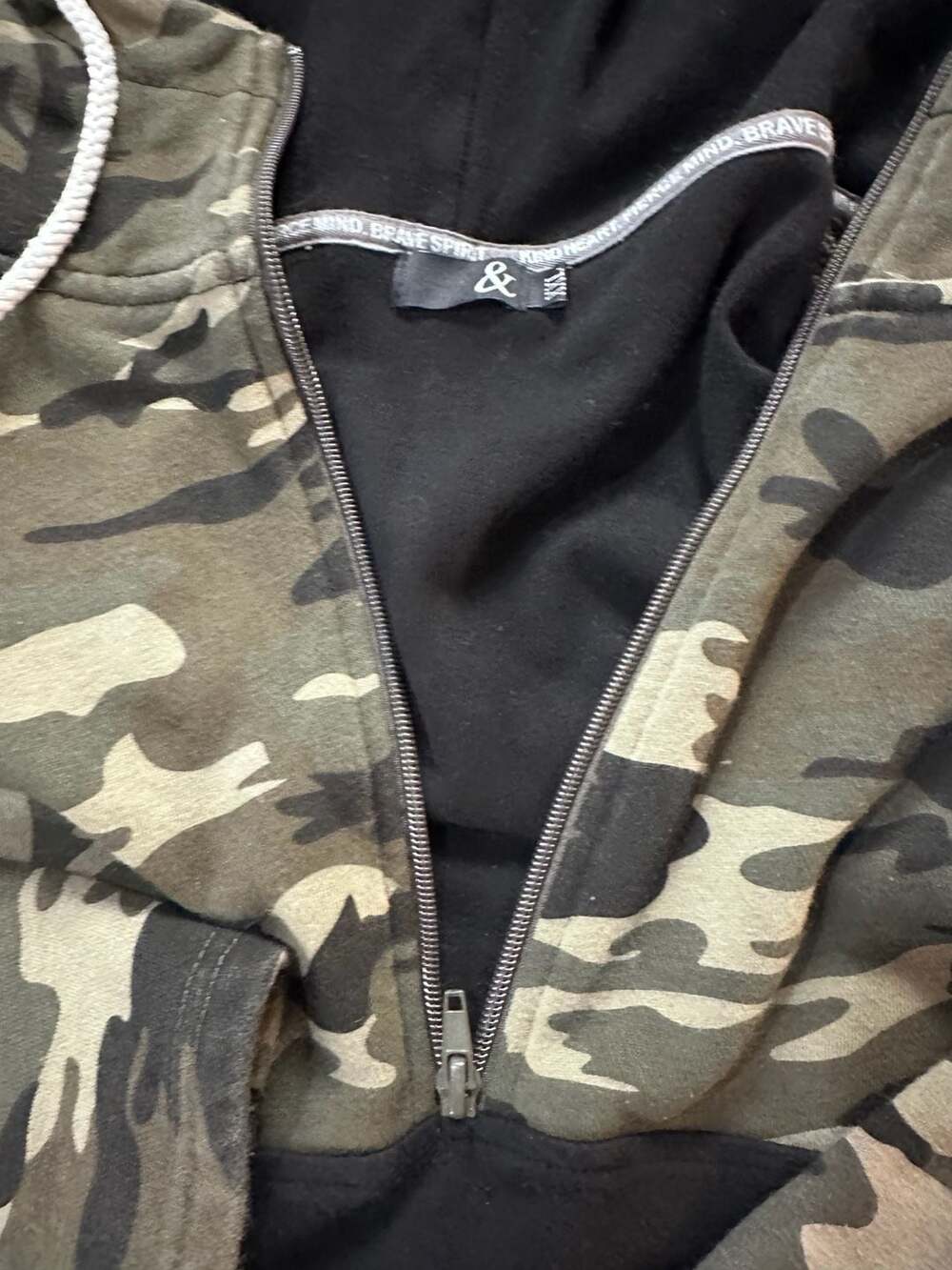 Ampersand Ave Half-Zip Colorblock Camo Fleece Hoodie - Picture 2 of 4